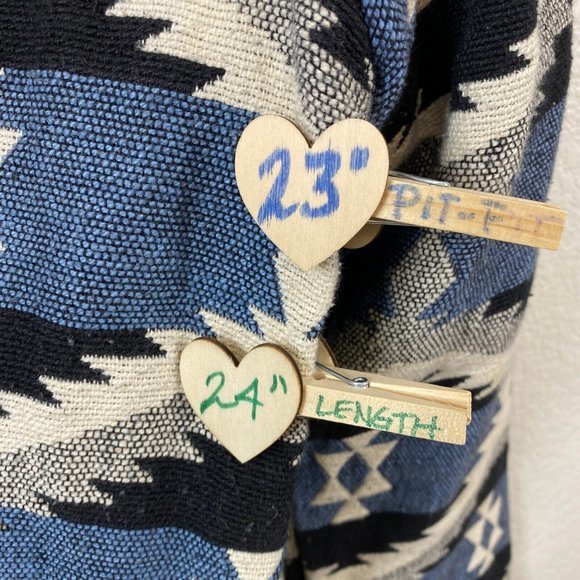 Vintage Carolina Blues Aztec Western Southwest Blanket Blazer Size XL Crop Boxy - Picture 6 of 8